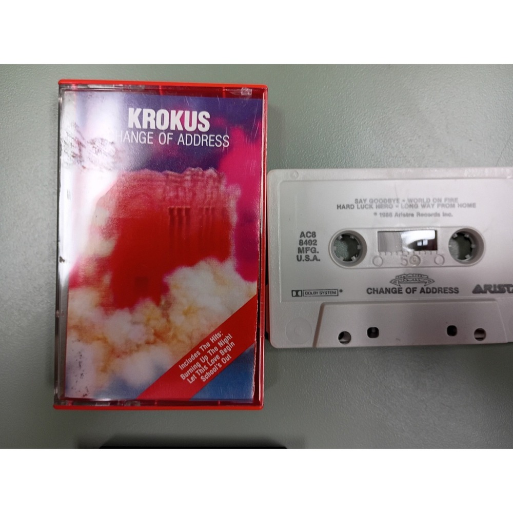 Krokus Change of Address Cassette Tape 1986 Arista Records AC8-8402 Hard Rock